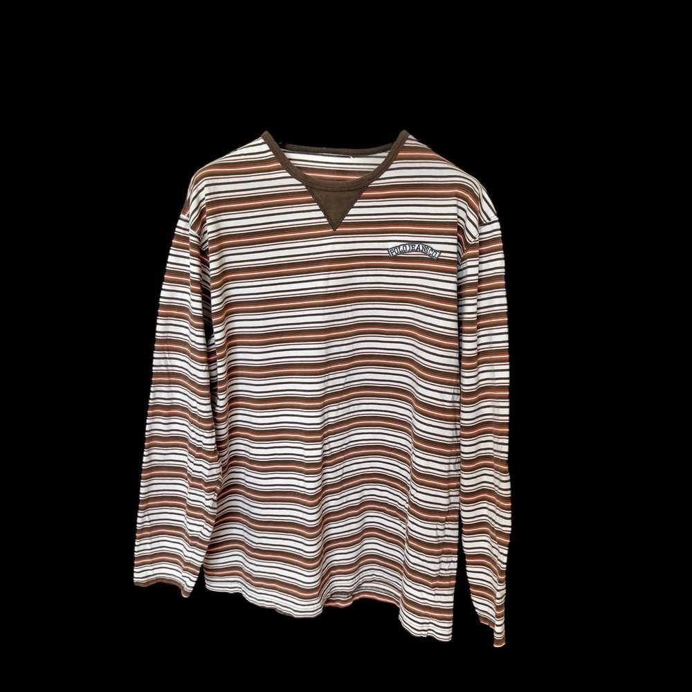 Vintage 90's Polo Jeans Co Ralph Lauren Men's Long Sleeved Stripe Shirt L/XL Y2K